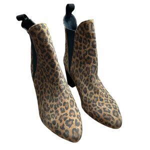 Girotti Milano Leopard Print Suede Booties with Back Pull Tab and Bag Size 7 1/2